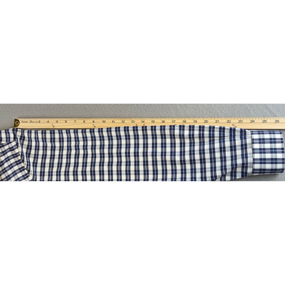 Brooks Brothers Regular Fit Non-Iron Stretch Gingham Shirt Men's L Navy White - Picture 3 of 10